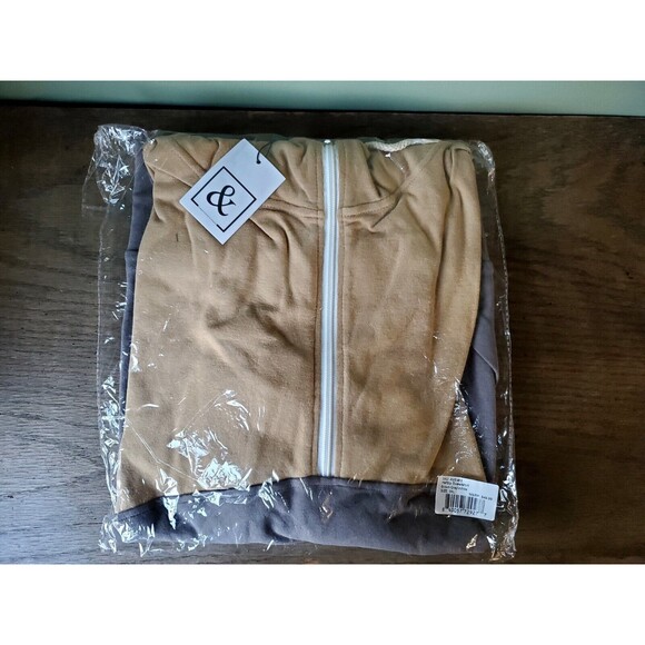 NWT Ampersand Ave Womens Half Zip Brown Gray Single Hood Sweatshirt Hoodie 3XL - Picture 1 of 5